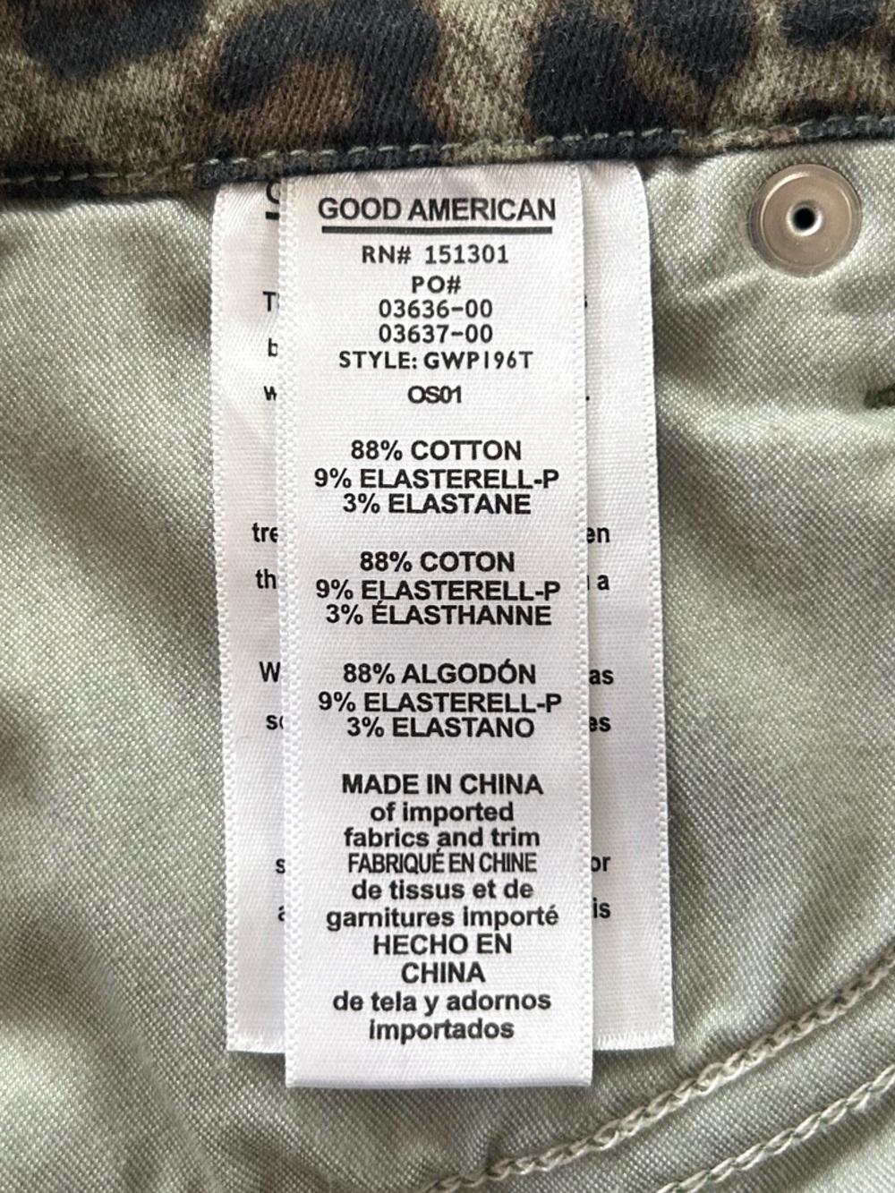 Good American | Women’s Olive Green/Black Leopard Print Good Waist Crop Jeans 28 - Picture 14 of 16